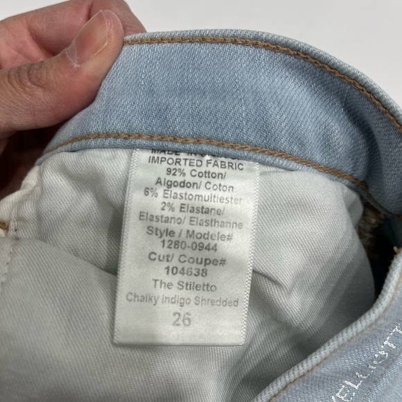 Current Elliott the stiletto chalky indigo shredded jeans light blue 26 - Picture 10 of 10